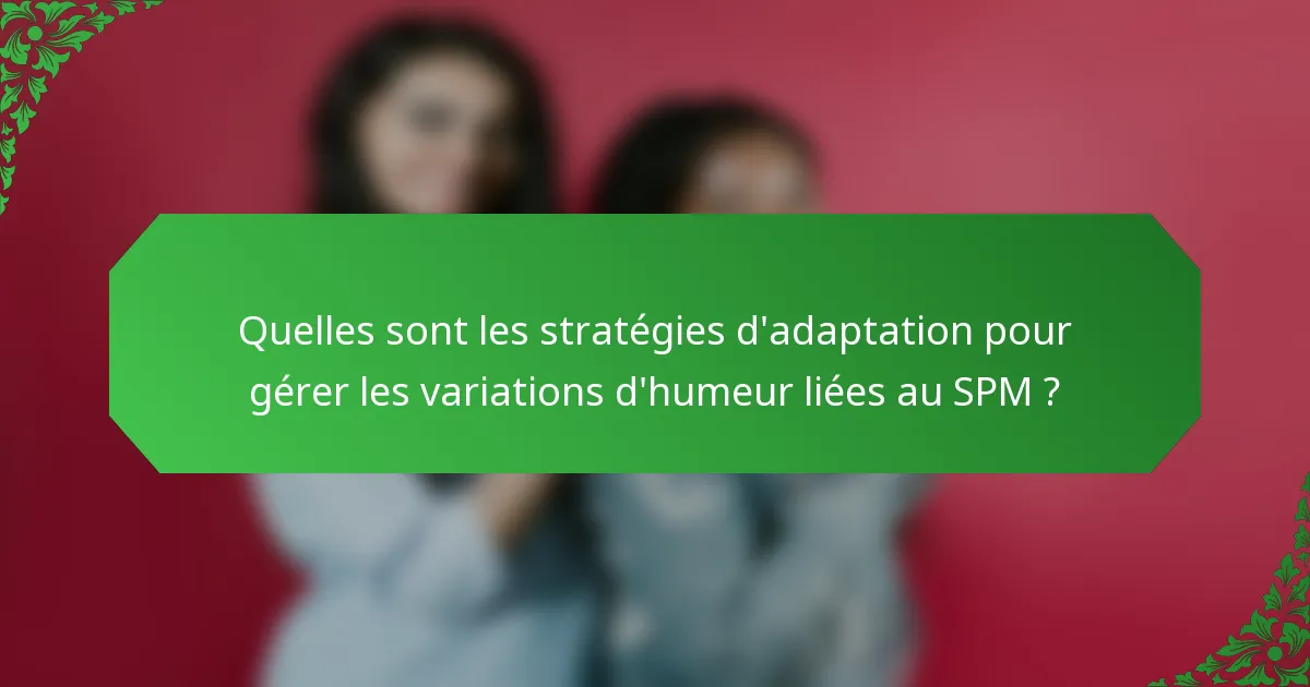 Quelles sont les stratégies d'adaptation pour gérer les variations d'humeur liées au SPM ?
