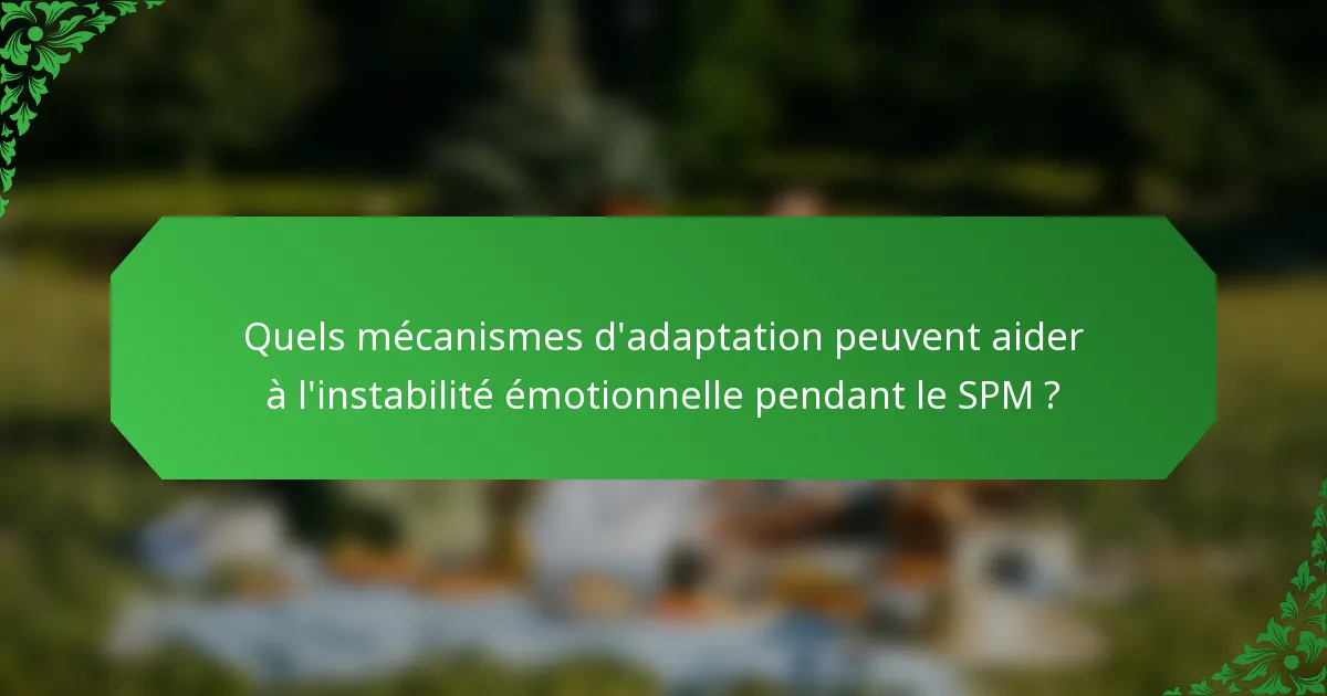 Quels mécanismes d'adaptation peuvent aider à l'instabilité émotionnelle pendant le SPM ?