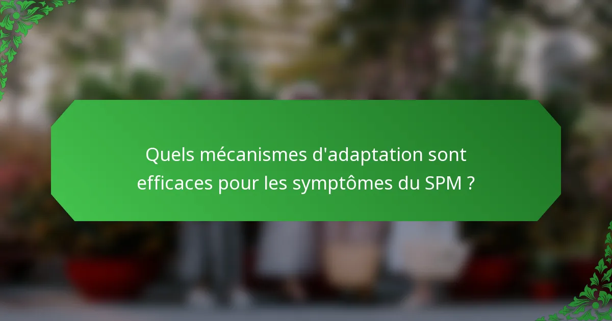 Quels mécanismes d'adaptation sont efficaces pour les symptômes du SPM ?
